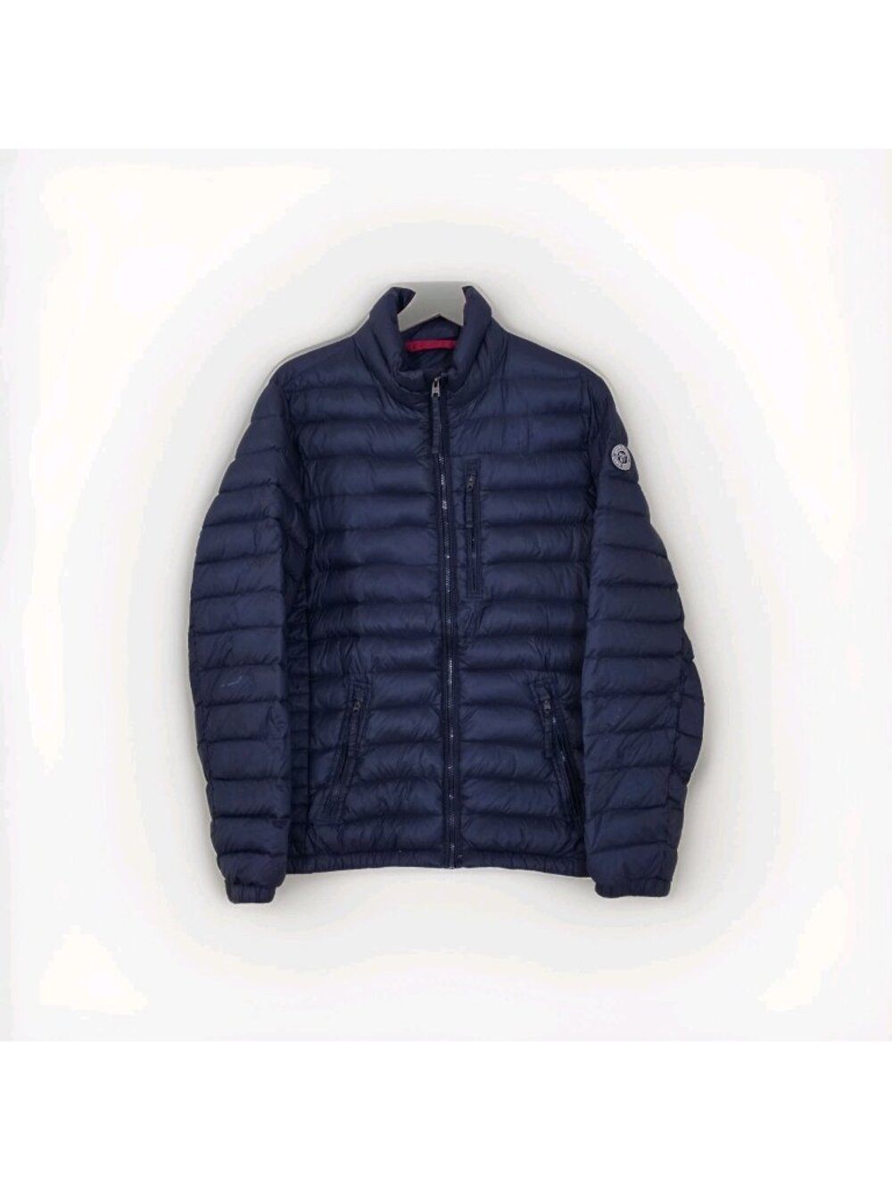 Abercrombie & Fitch Down Puffer Jacket Men M Navy Lightweight All Season FLAWS